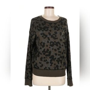 John & Jenn XL Olive Leopard Print Sweater - Black and Olive